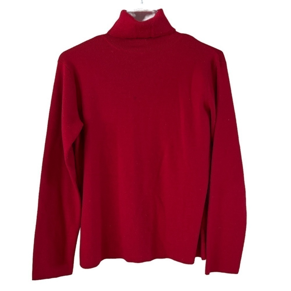 Eddie Bauer Wool Blend Turtle Neck Size Large Red - image 1